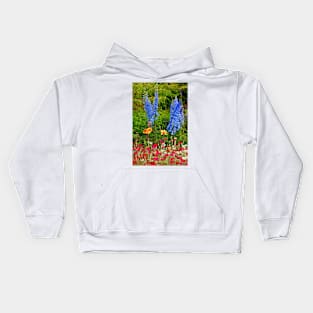 Blue Delphiniums Summer Flowers Kids Hoodie